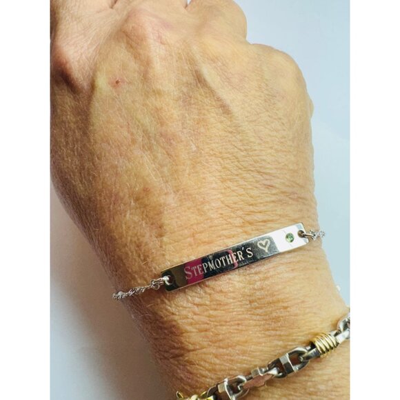 Estate Sterling Silver 925 Engraved Bar Bracelet, Adjustable 7"-8", 5.18g - Picture 6 of 8